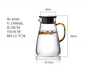 50 Oz Glass Pitcher with Stainless Steel Lid and spout for cold water