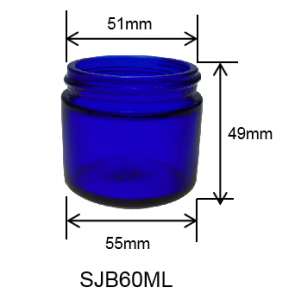 60ml 2OZ Cobalt Blue Glass Jar with Gold Metal Lid