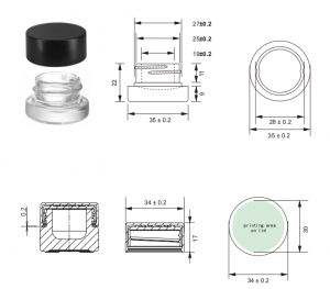 5g Glass Concentrate Container with Matte Black Cap