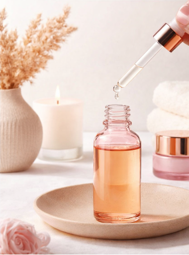 15ml Pink Glass Round Bottles with White Glass Dropper