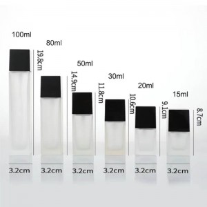 15ml-100ml Thick Bottom Frosted Square Glass Foundation Bottle with Pump | Luxury Matte Glass Cosmetic Packaging for Makeup & Skincare Brands