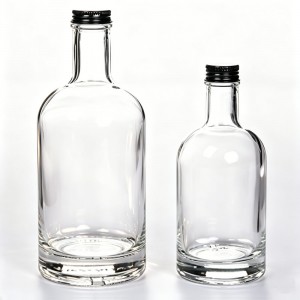 750ml Clear Round Nordic Glass Gin Bottle with Thick Bottom – High Polymer Stopper & Screw Lid – Premium Spirit Bottle for Liquor Packaging
