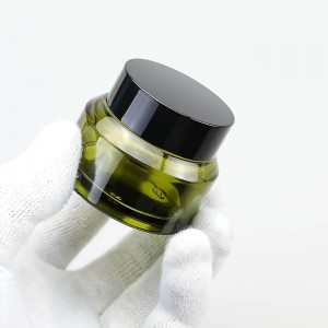 15g/30g/50g Olive Green Glass Cosmetic Container for Skincare