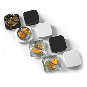 5ml Clear Split Square Concentrate Glass Jar with Black Screw Lid
