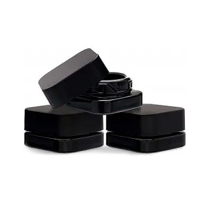 Square Clear Cube Glass Concentrate Jar with Black and White CR Lid