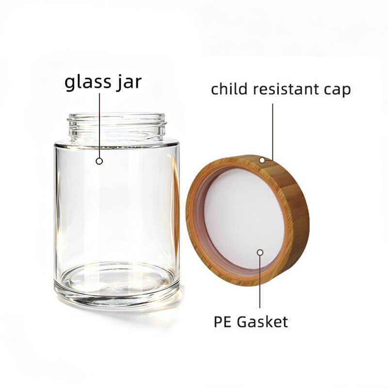 Straight Sided Glass Jar with Child Resistant Bamboo Lid