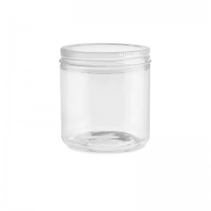 16oz Clear Straight Sided Round Glass Jar – 89-400 Neck