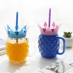 500ml Pineapple Pint Drinking Glass Mason Jar with Handle