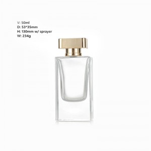 50ml High-Transparency Thick Base Rectangular Glass Perfume Bottle with Cap & Box | Luxury Fragrance Packaging for OEM/ODM