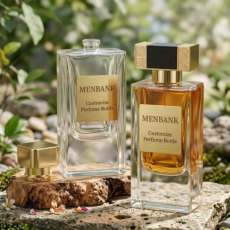 Thick Base Rectangular Glass Perfume Bottle with cap