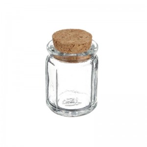 Vintage mini 1.2oz octagonal glass jar
