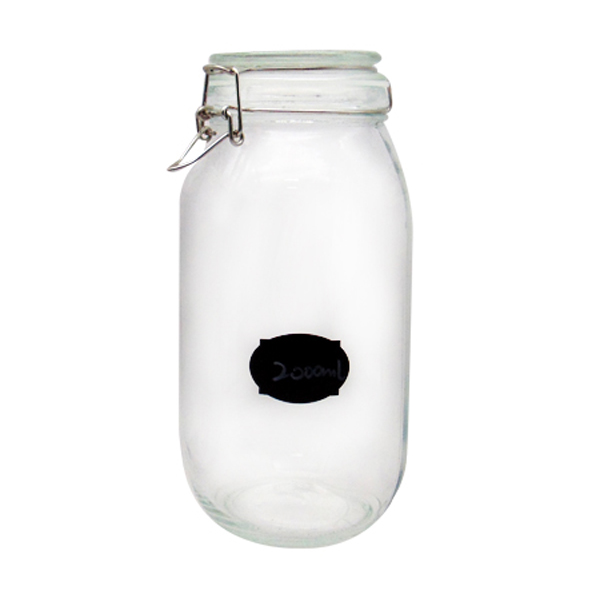 glass storage jar with clip