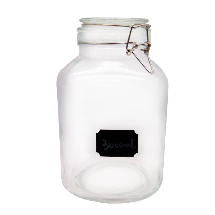 Hot sale Factory Kombucha Bottle – China Large Square 3L Glass Flour Storage Container with Clamp Top – Menbank