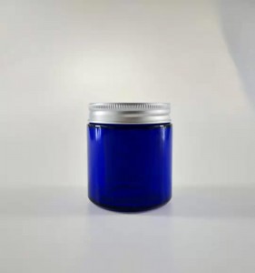MBK 1OZ 2OZ 4OZ Cobalt Blue Glass Jar with Black Lid