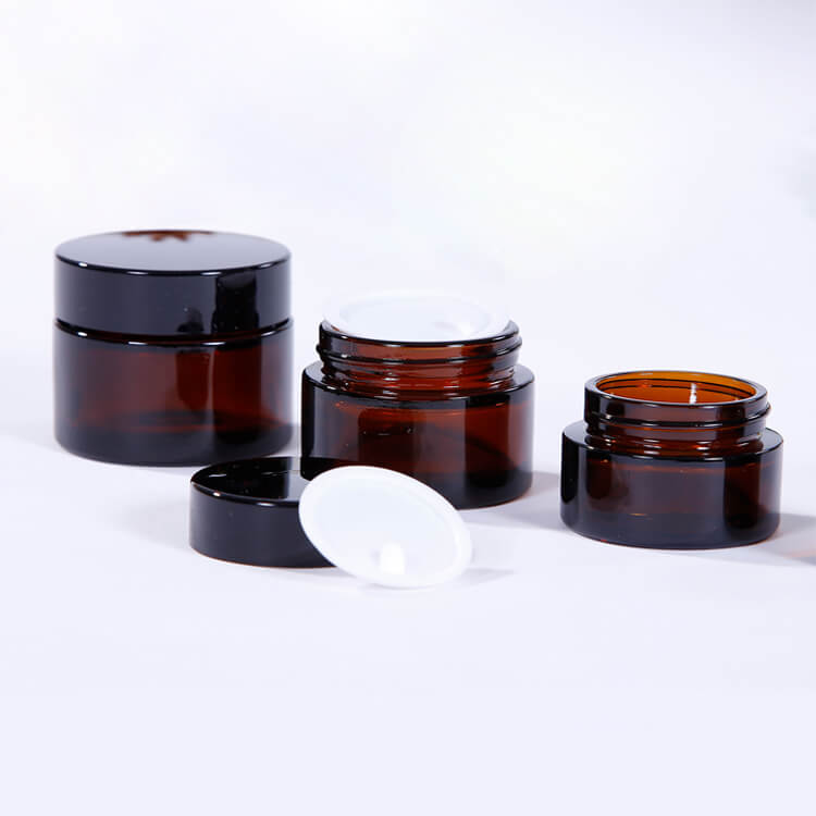 amber straight side glass Cream jar (2)