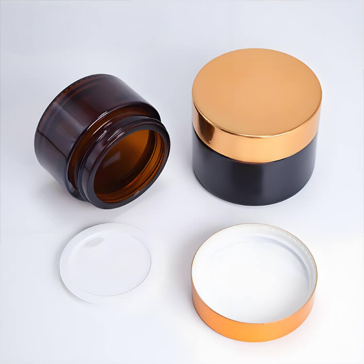 amber straight side glass Cream jar (4)