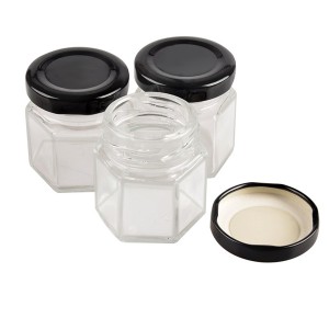 1.5OZ Hexagon Mini Glass Spice Jar with Black Lid – Menbank