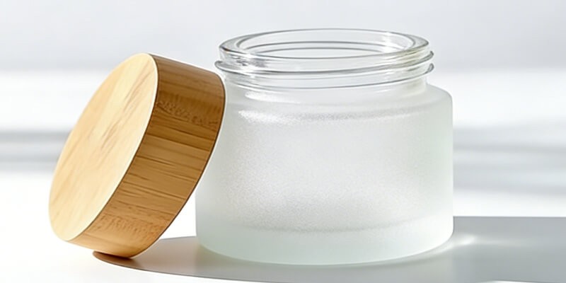 30g 50g Matte Frosted Glass Cream Jar with Bamboo Lid (5)