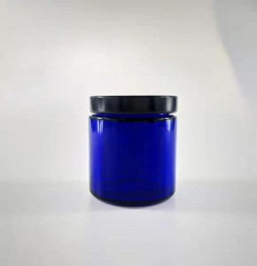 MBK 1OZ 2OZ 4OZ Cobalt Blue Glass Jar with Black Lid