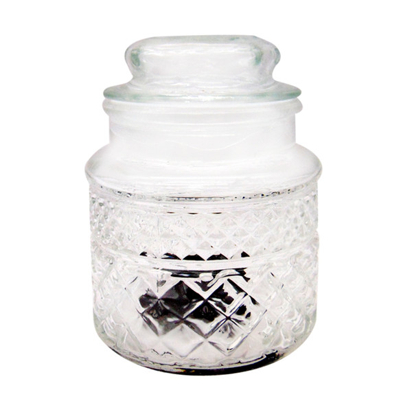 500ML 16OZ Emboosed Antique Glass Coffee Jar with Glass Lid Featured Image