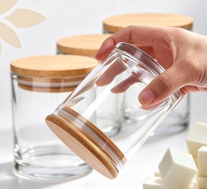 10OZ Glass Candle Jar with Bamboo Lid – Candle Vessel | Glass Jar for Candle Making | Empty Glass Candle Jar Wholesale