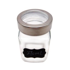 250ml Transparent Square Canister Glass Jar with Stainless Steel Lid for Storage