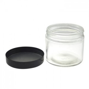300ml Clear Straight Side Glass Jar with Black Lid