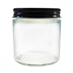 4oz Clear Straight Sided Glass Jar with Black Lid