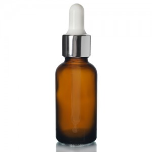 30ml Amber Glass Essential Oil Bottle with Silver Dropper Lid