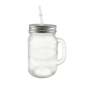 MBK Packaging 12oz Round Storage Handle Glass Mason Jar With Lid And Straw – Menbank