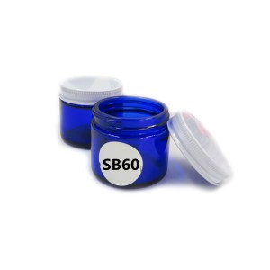 MBK Packaging 2OZ Blue Glass Jar with White Metal Lid – Menbank