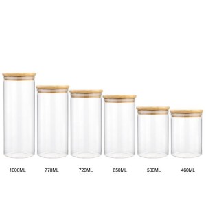10OZ Premium Glass Stash Jar with POP Top Bamboo Lid