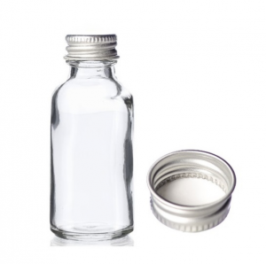 MBK Packaging 1OZ 30ml Clear Glass Bottle with Silver Lid