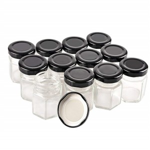 1.5OZ Hexagon Mini Glass Spice Jar with Lug Lid