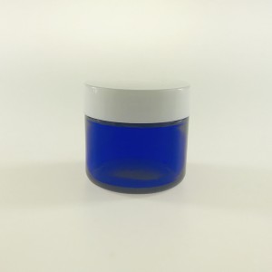 MBK Packaging 2OZ Blue Glass Stash Jar with White ABS Lid – Menbank