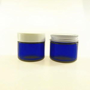 Factory wholesale Vintage Mason Jar Lid – MBK Packaging 2OZ Blue Glass Stash Jar with White ABS Lid – Menbank