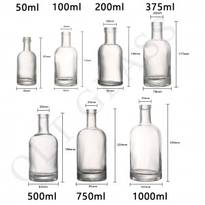 250ml 500ml Flask Glass Vodka Bottle with Cork