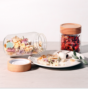 Kitchen Airtight 350ml 600ml Glass Storage Jar Canister with Bamboo Lid
