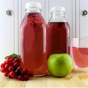 1000ml Clear Glass Milk Bottle with Plastic Lid