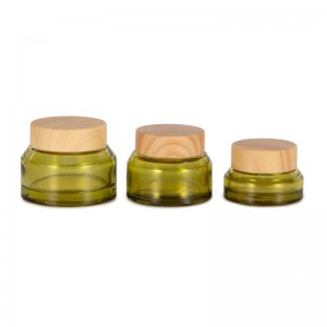 15g 30g 50g Olive Green Shoulder Cosmetic Glass Cream Jar
