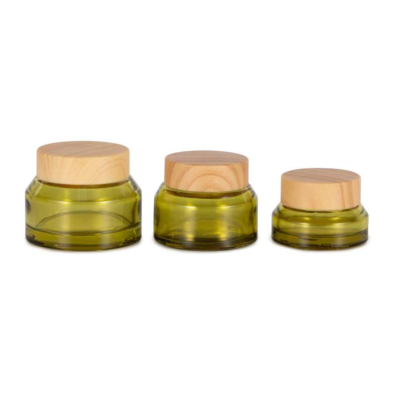 15g 30g 50g Olive Green Shoulder Cosmetic Glass Cream Jar Featured Image