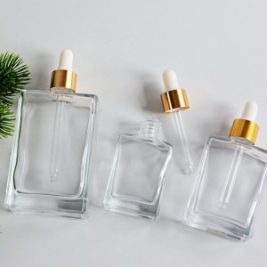 30ml Flat Square Essential Oil Glass Bottle with Dropper