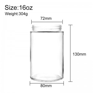 16 oz Clear Straight Sided Glass Cannabis Jar with CR Cap