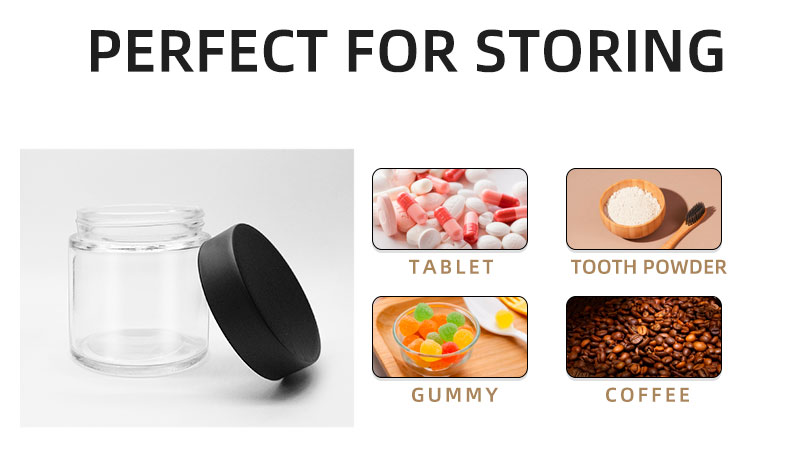 8 oz Cannabis Glass Container with Black CR Cap