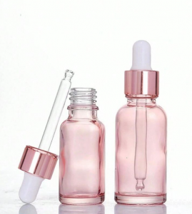 15ml Pink Glass Round Bottles with White Glass Dropper