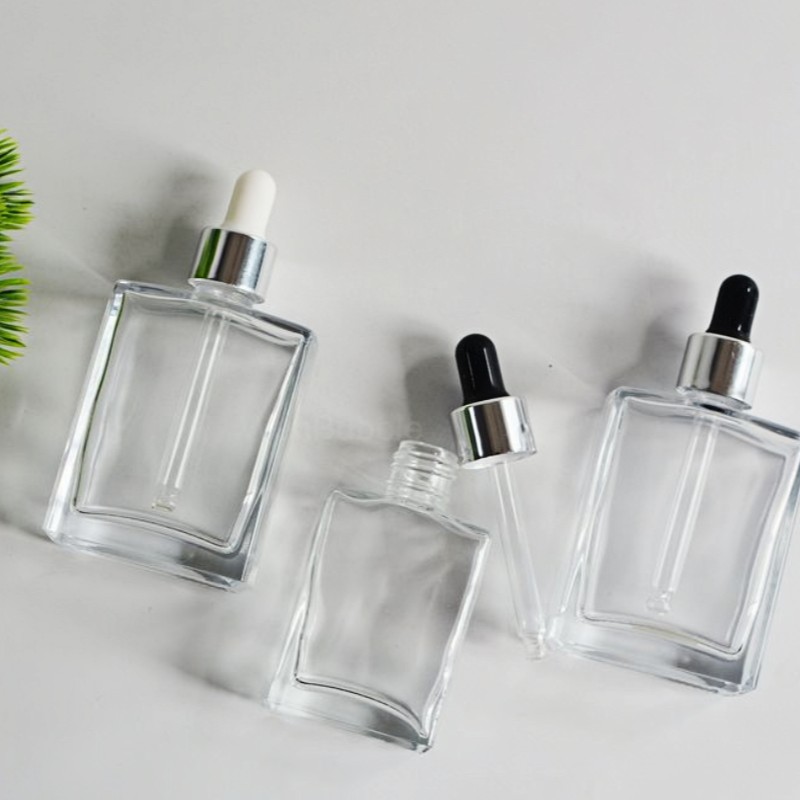 30ml Flat Square Essential Oil Glass Bottle with Dropper