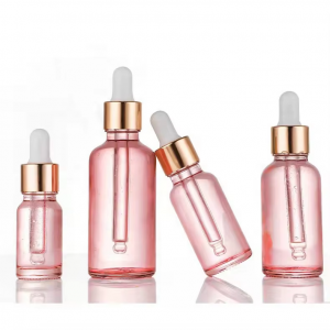 15ml Pink Glass Round Bottles with White Glass Dropper