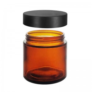 8OZ/240ml Amber Glass Jar with Smooth Childproof Lid