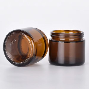 4 oz Amber Wide Mouth Straight sided glass Cream Jar for Skincare