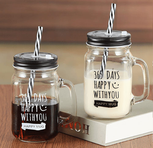 480ml 16OZ Clear Glass Mason Jar with Handle for Beer Drinking Featured Image
